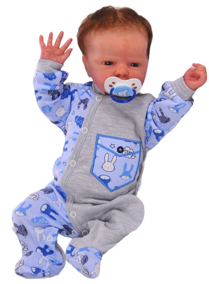 La Bortini Strampler Babynachtwäsche Overall mit Druckknöpfen Schlafstrampler aus reienr Buamwolle, mit Hasen Muster, neutral von La Bortini