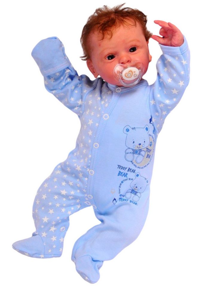 La Bortini Strampler Babynachtwäsche Overall mit Druckknöpfen in Blau Strampler aus reiner Baumwolle, 44 50 56 62 68 74 80 86 92 98 von La Bortini