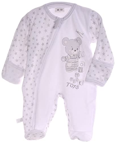 La Bortini Strampler Overall mit Kratzschutz Baby Schlafanzug 44 50 56 62 68 74 80 86 (62-68, weiß) von La Bortini