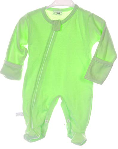 La Bortini Strampler Schlafanzug Uni Baby Overall Anzug 44 50 56 62 68 74 grün Kratzschutz Umschlagärmel (62) von La Bortini
