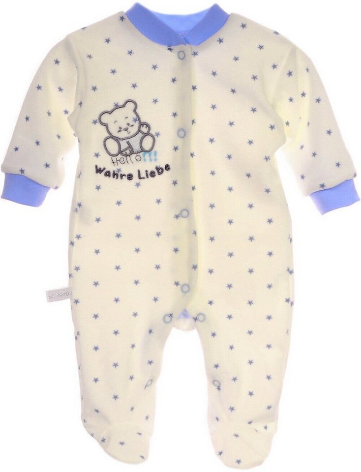 La Bortini Strampler Babynachtwäsche Baby Overall aus Velours Schlafanzug in creme 50 56 62 68 74 von La Bortini