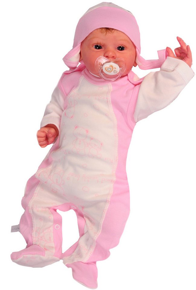 La Bortini Strampler Strampler Langarmshirt Mütze Baby Anzug Erstlingsset in creme rosa aus reiner Baumwolle, 50 56 62 68 74 80 86 La Bortini Strampler Strampler Langarmshirt Mütze Baby Anzug Erstlingsset in creme rosa aus reiner Baumwolle, 50 56 62 68 74 80 86 von La Bortini