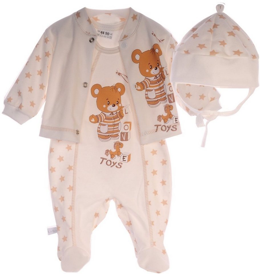 La Bortini Strampler Strampler Mütze Hemdchen Set Baby Anzug 3tlg 44 50 56 62 68 74 von La Bortini