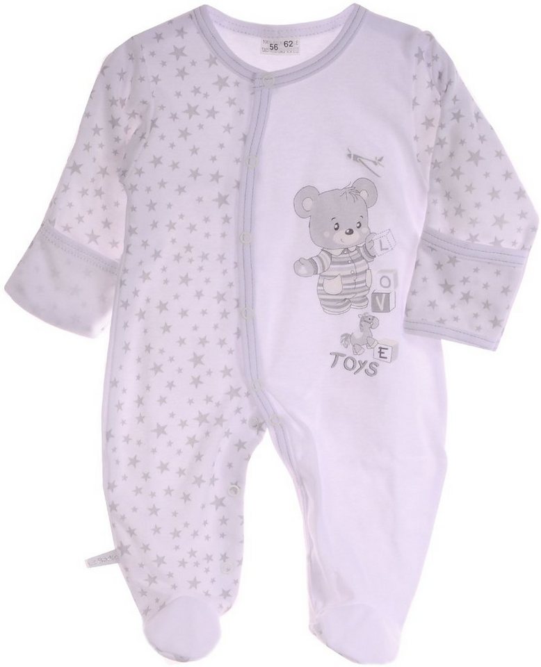 La Bortini Strampler Strampler Overall mit Kratzschutz Baby Schlafanzug 44 - 86 in Weiß von La Bortini