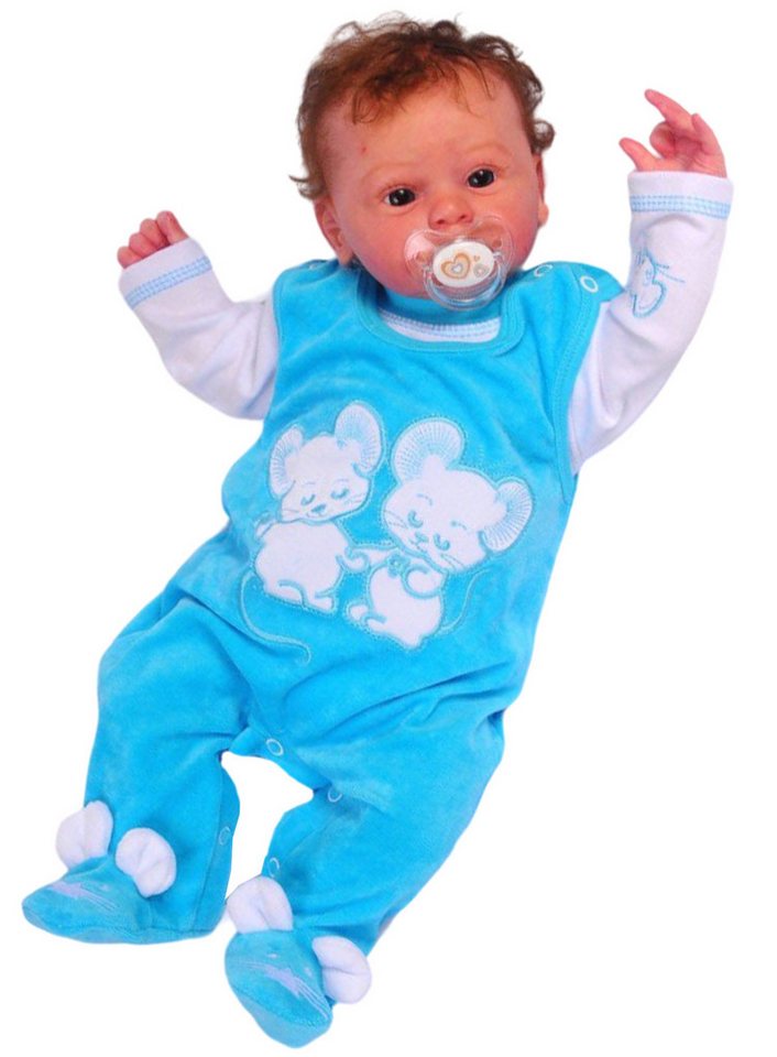 La Bortini Strampler Strampler und Shirt Baby Anzug in Grau Grün mit Maus aus weichem Velours, 44 50 56 62 68 La Bortini Strampler Strampler und Shirt Baby Anzug in Grau Grün mit Maus aus weichem Velours, 44 50 56 62 68 von La Bortini