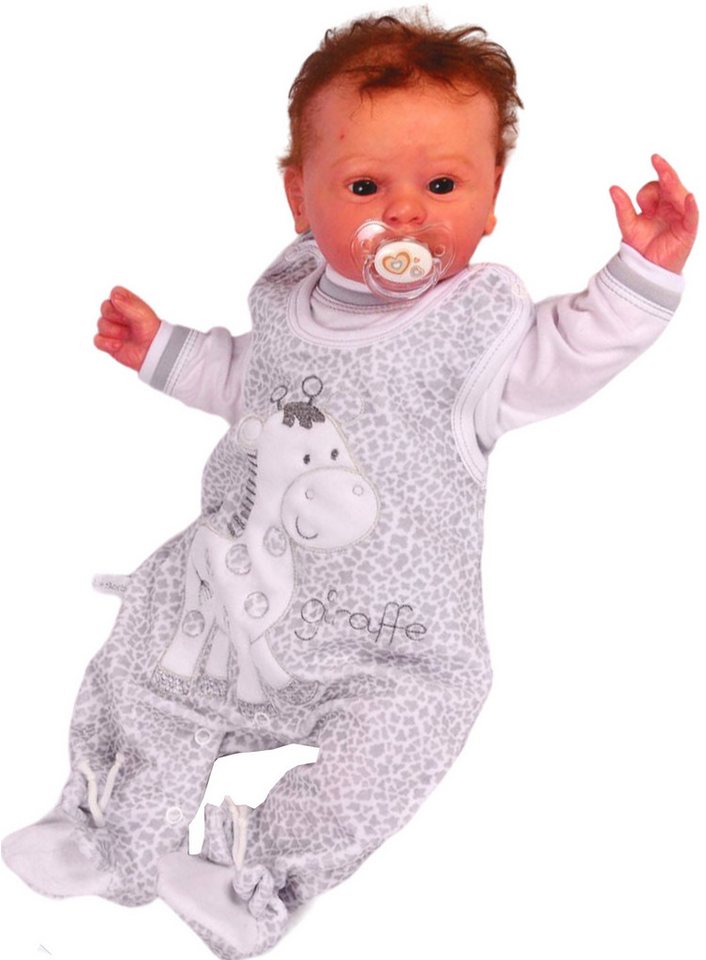 La Bortini Strampler Stramplerhose Langarmshirt Set Baby Anzug in Grau für Neugeborene (Set, für Jungen und Mädchen, Erstlingsset neutral) kuschelig weich, aus Nicki-Stoff, 44 50 56 62 68 von La Bortini