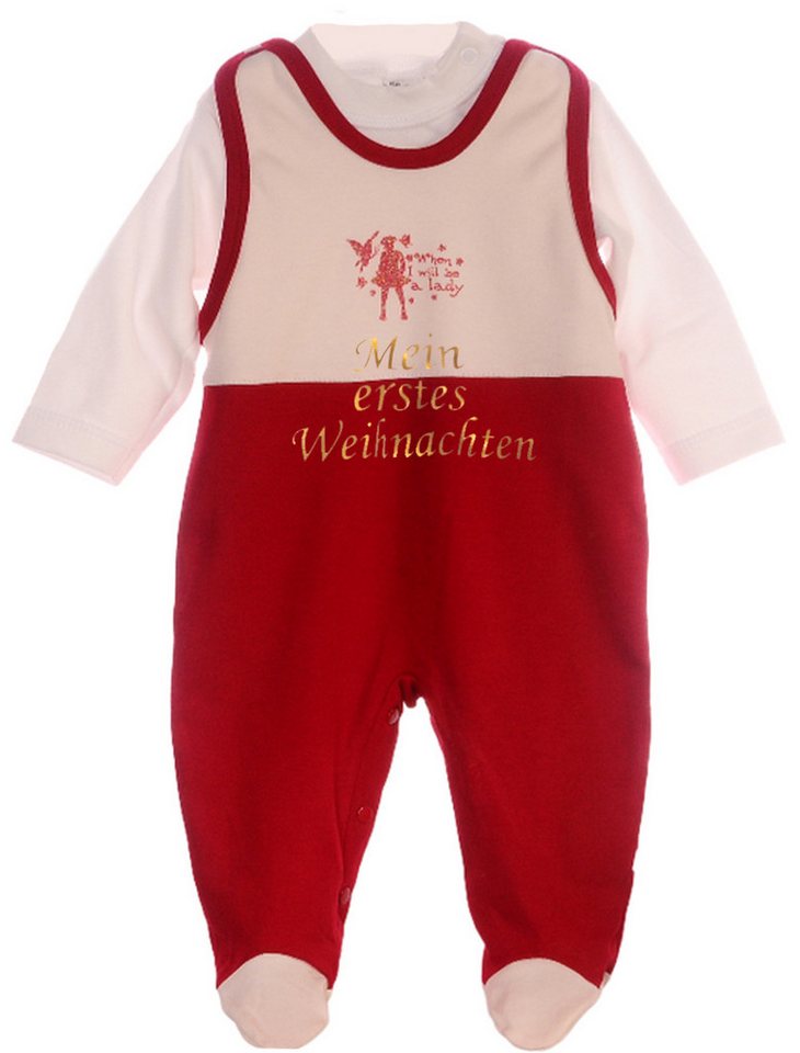 La Bortini Strampler Stramplerhose und Langarmshirt Set weihnachtlich aus reiner Baumwolle, mit Schriftung Weihnachten in Weißnrot von La Bortini