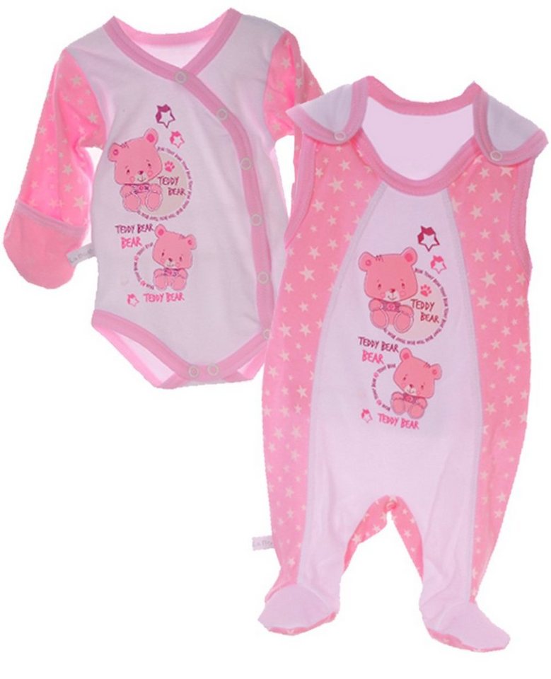 La Bortini Strampler Wickelbody und Strampler Set 2Tlg. Body Baby Anzug 44 50 56 62 68 74 aus reiner Baumwolle, mit Kratzschutz von La Bortini