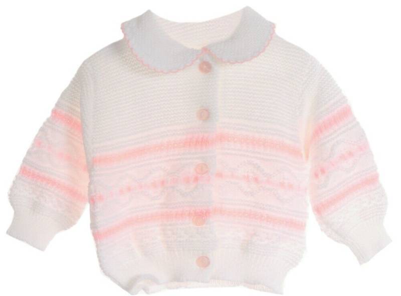 La Bortini Strickjacke Baby Strickjacke Pullover in Milchweiß Rosa von La Bortini