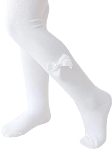 La Bortini Strumpfhose Baby Mädchen Weiß Schleife Kinderstrumpfhose festlich Taufe Hochzeit Feier Babykleidung elastisch bequem Accessoire Festmode Neugeborene (DE/NL/SE/PL, Numerisch, 74, 80, weiß) von La Bortini