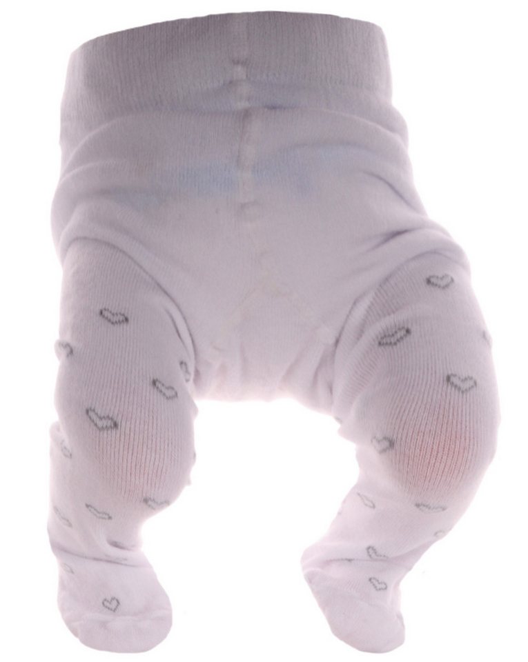 La Bortini Strumpfhose Baby Strumpfhose in Weiß mit Herzchen in Grau weich, 50 56 62 von La Bortini