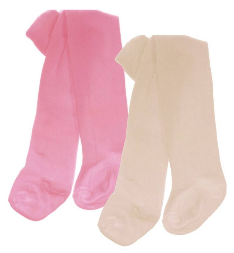 La Bortini Strumpfhose Baby Strumpfhose Strumpfhosen für Neugeborene Babys 2er Pack weich, ecry, pink, creme, rosa, 44 50 56 62 68 74 80 86 92 98 von La Bortini
