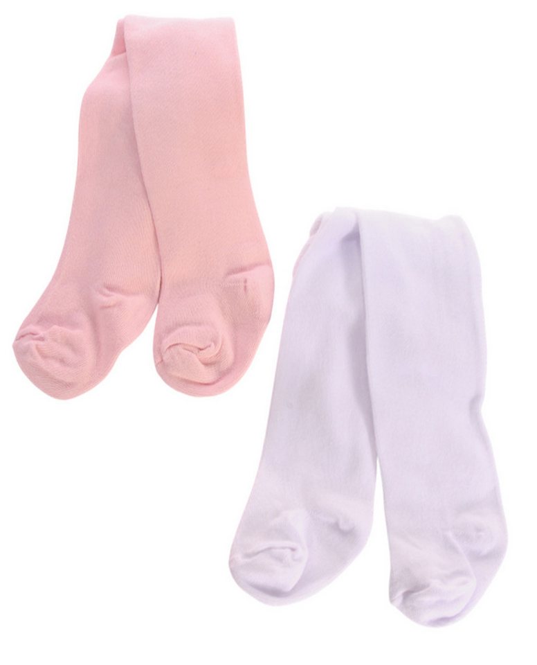 La Bortini Strumpfhose Baby Strumpfhosen 2er Pack weiß rosa für Neugeborene (2 Stück) elastisch, weich, 44 50 56 62 68 74 80 86 von La Bortini