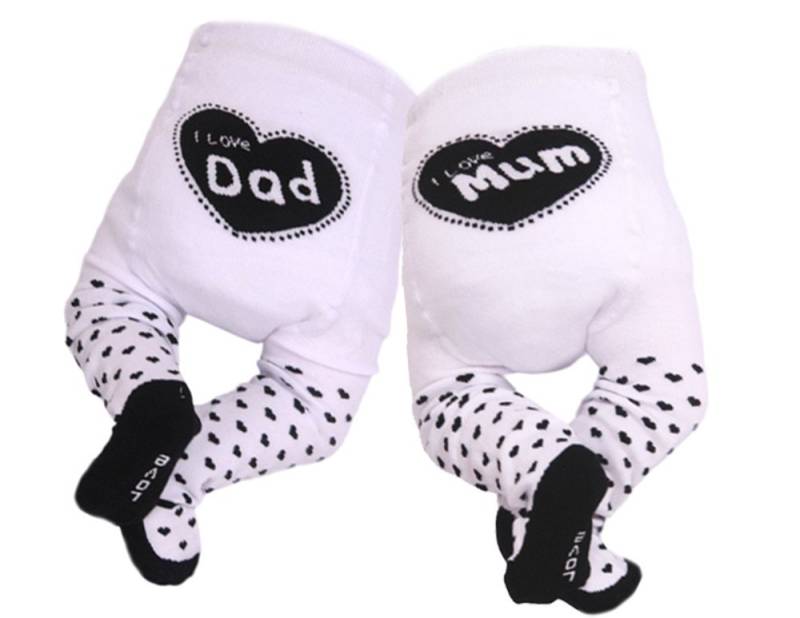 La Bortini Strumpfhose Baby Strumpghosen 2er Pack in Weiß mit schwarzen Herzchen elastisch, weich, 44 50 56 62 68 74 80 86 von La Bortini