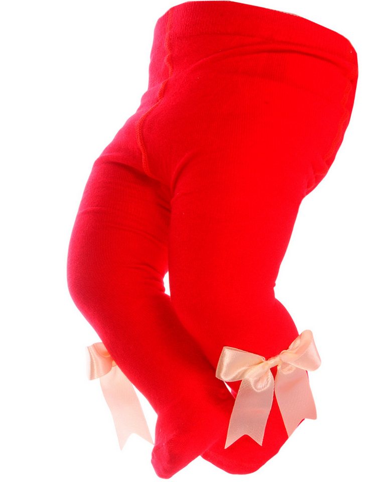 La Bortini Strumpfhose Baby und Kinder Strumpfhose in Rot mit Schleifen festlich, rot, weihnachtlich, 56 62 68 74 80 86 92 98 104 110 von La Bortini