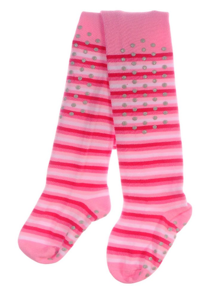 La Bortini Strumpfhose Baby und Kinder Strumpfhose mit ABS genoppt gestreift bunt elastisch, weich, 80 86 92 von La Bortini