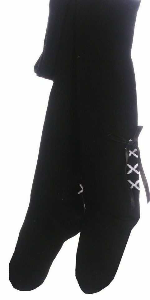 La Bortini Strumpfhose Kinder Strumpfhose 122 128 134 in schwarz mit Schleifen elastisch, weich von La Bortini