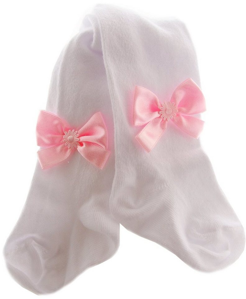 La Bortini Strumpfhose Strumpfhose Weiß Schleife Baby Kinder Strumpfhosen für Taufe oder Fest von La Bortini