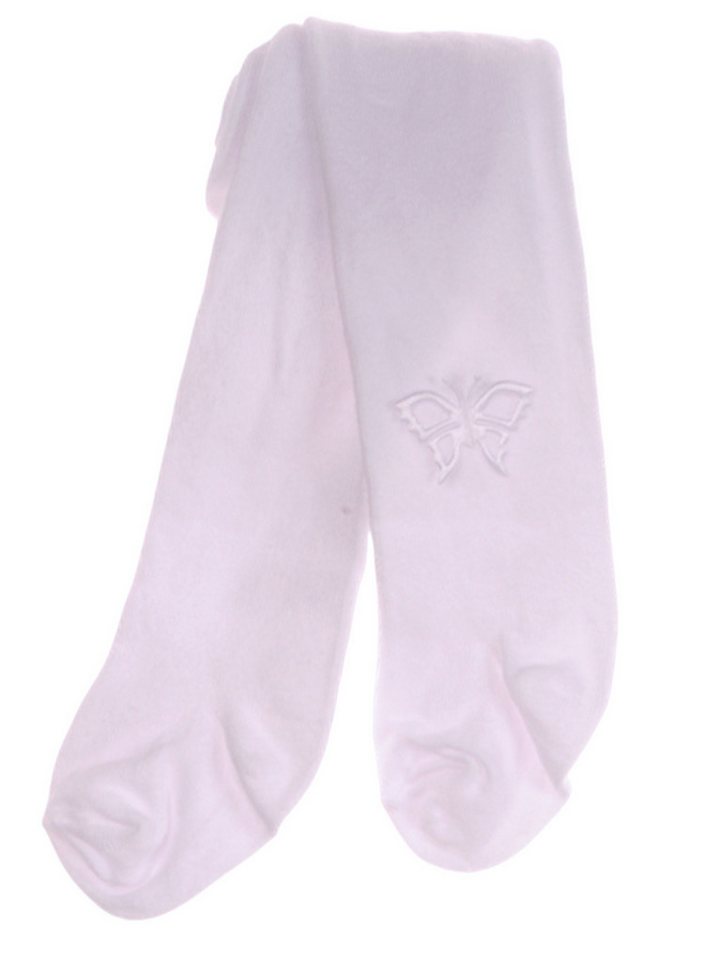 La Bortini Strumpfhose Strumpfhose weiß Baby Kinder Strumpfhosen für Taufe Fest mit Schmetterlinge, 44 50 56 62 68 74 80 86 92 98 104 von La Bortini