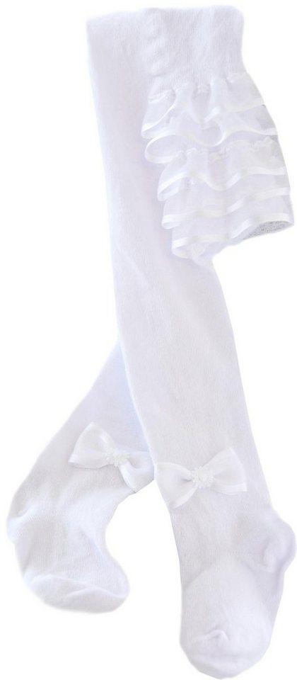La Bortini Strumpfhose Strumpfhose in Weiß mit Rüschen am Po für Babys elastisch, weich, 44 50 56 62 68 74 80 86 92 von La Bortini