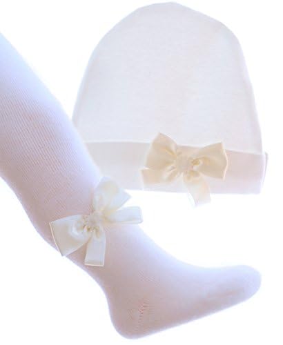La Bortini Strumpfhose & Mütze Set mit Schleife Creme Taufe (68/74) von La Bortini