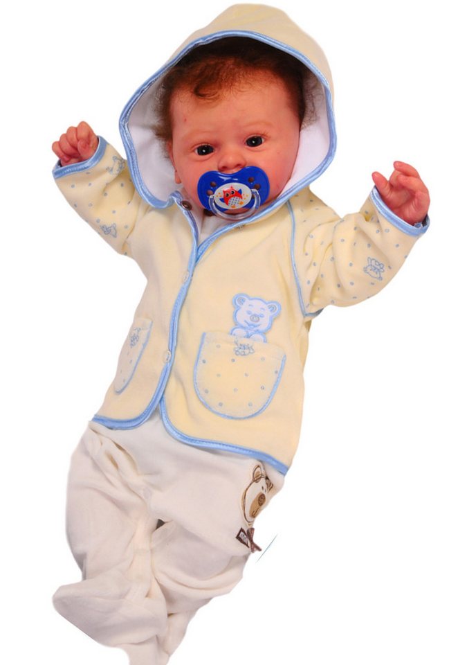 La Bortini Sweatjacke Baby Jacke aus weichem Velours Kapuzenjacke in Creme aus weichem Velours, 50 56 62 68 74 80 von La Bortini
