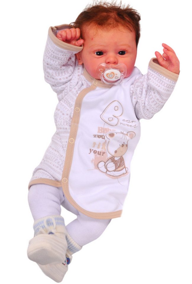 La Bortini Sweatjacke Baby Jacke leichtes Jäckchen in weiß beige mit Bär von La Bortini