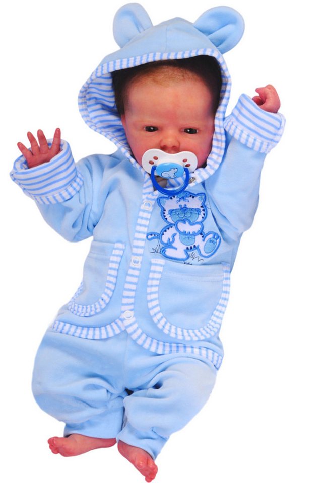 La Bortini Sweatjacke Babyjacke Jacke aus weichem Velours Nickijacke in Blau kuschelig weich, in Hellblau mit Kätzchen, 68 74 80 86 von La Bortini