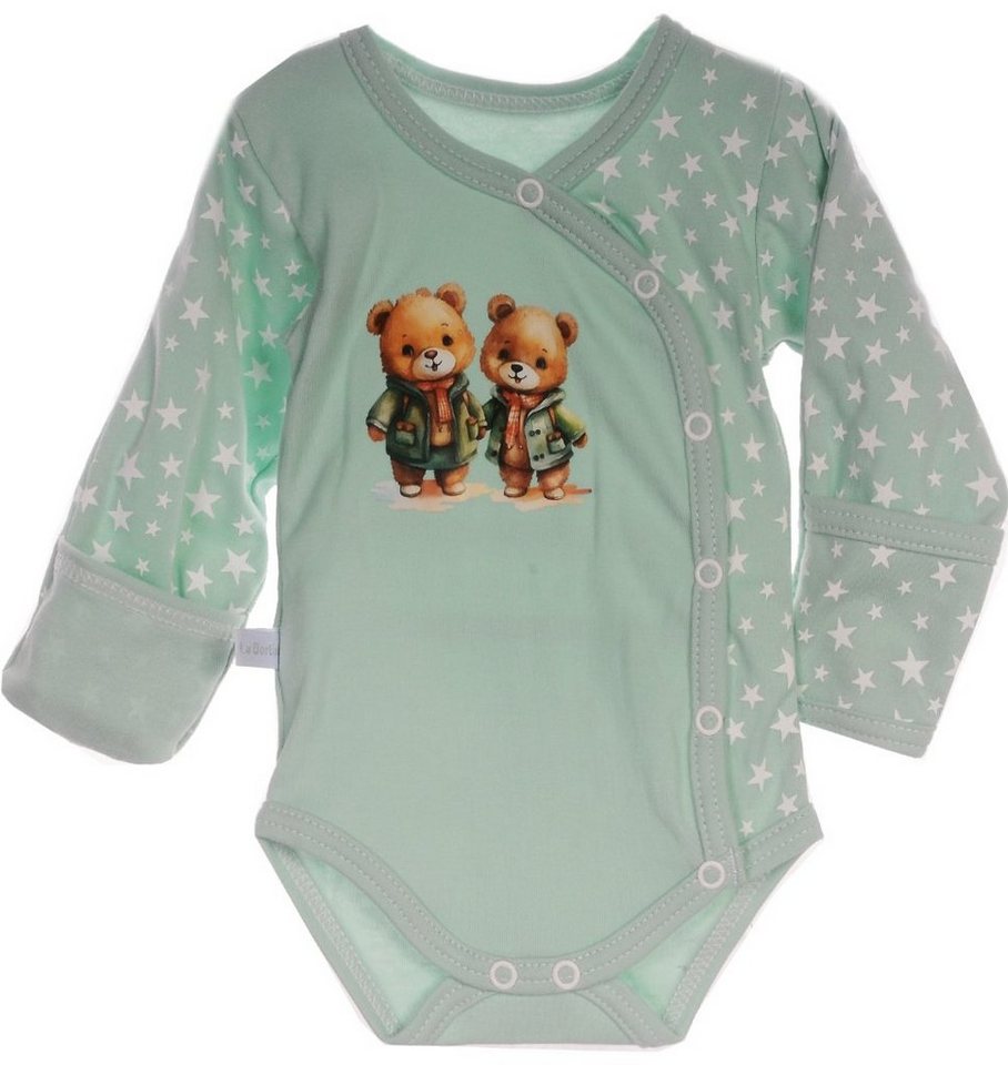 La Bortini Wickelbody Baby Body Langarmbody mit Kratzschutz für Babys und Kinder 44 50 56 62 68 74 80 86, aus reiner Baumwolle von La Bortini