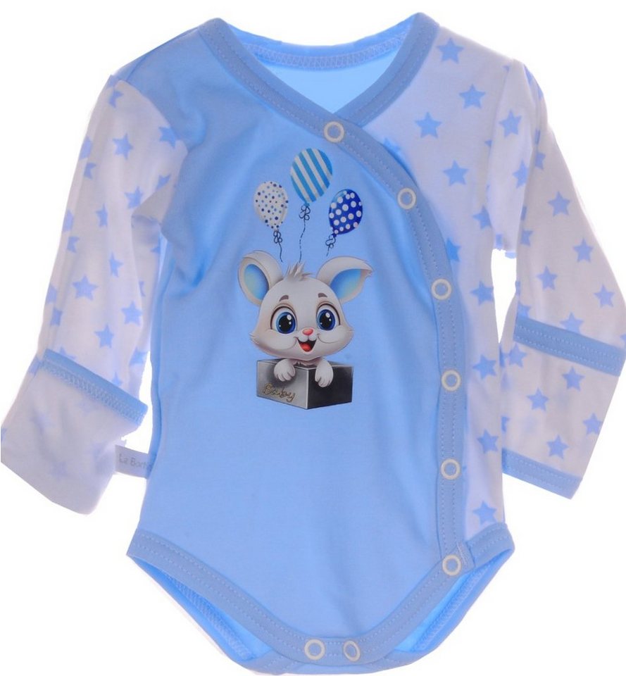 La Bortini Wickelbody Baby Body Langarmbody mit Kratzschutz für Babys und Kinder 44 50 56 62 68 74 80 86 aus reiner Baumwolle von La Bortini