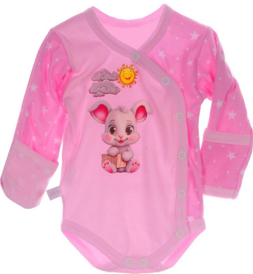 La Bortini Wickelbody Baby Body Langarmbody mit Kratzschutz für Babys und Kinder 44 50 56 62 68 74 80 86 aus reiner Baumwolle von La Bortini