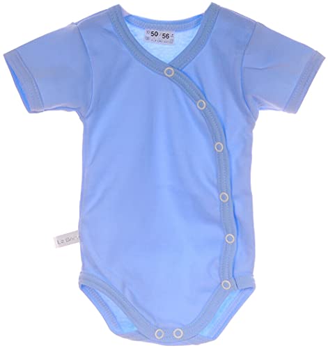 La Bortini Wickelbody Body Baby Kurzarmbody 44 50 56 62 68 74 80 86 92 98 für Neugeborene blau (86) von La Bortini