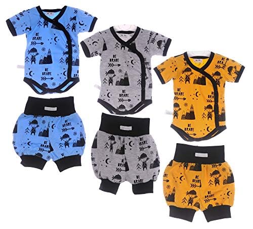 La Bortini Wickelbody Body Baby Shorts Anzug 44 50 56 62 68 74 80 86 92 98 Frühchen Reborn (grau, 80) von La Bortini