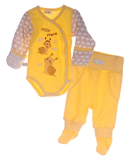 La Bortini Wickelbody Body mit Kratzschutz und Hose mit Fuß 44 50 56 62 68 74 Baby Anzug (62) von La Bortini