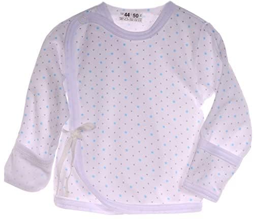 La Bortini Wickelhemdchen Baby Wickelshirt in Weiß mit Muster 44 50 56 62 68 Flügelhemdchen (50-56) von La Bortini
