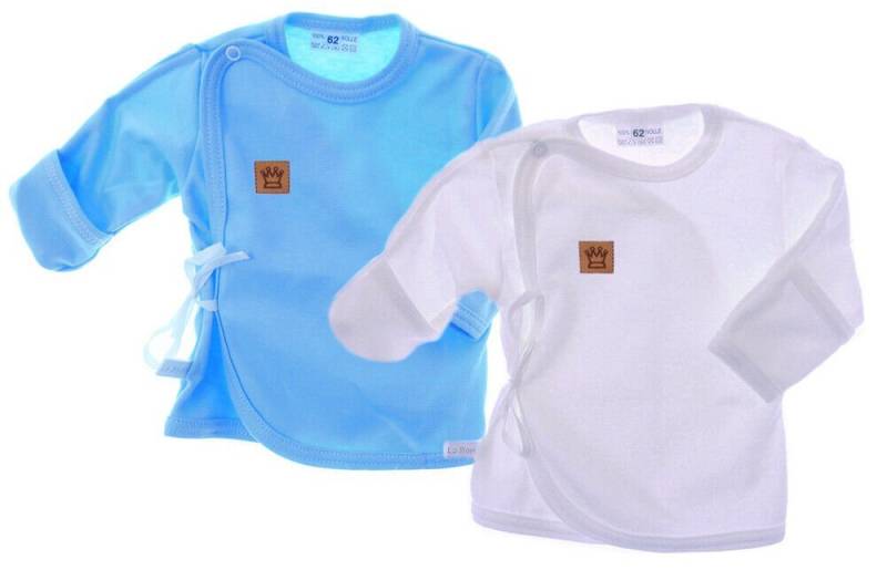 La Bortini Wickelshirt Wickelhemdchen 2er Pack Shirt Baby Wickelhemdchen Wickelshirt aus reiner Baumwolle, 44 50 56 62 68 von La Bortini
