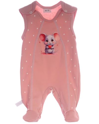 Strampler ärmellos Baby Einteiler 44 50 56 62 68 74 aus reiner Baumwolle (rosa, 50-56) von La Bortini