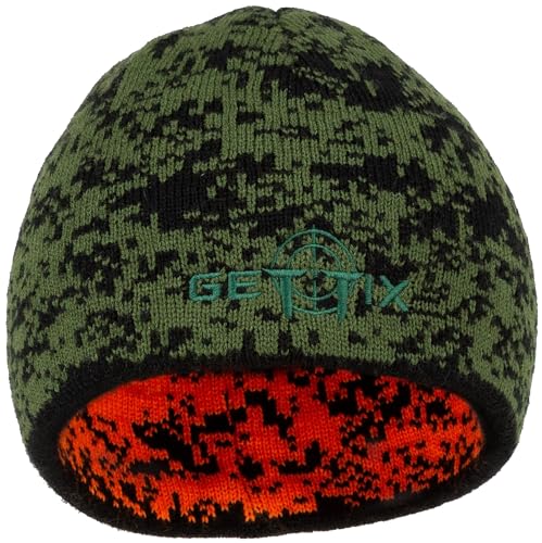 La Chasse® mollig-warme Wendemütze signalorange/Oliv-pixelcamo Jagdmütze von Oefele Jagdbekleidung von La Chasse
