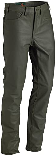 La Chasse Lederhose aus Büffelleder für Damen strapazierfähig Trachtenhose Büffellederhose Jagdlederhose Damenhose (36 (Damengröße), Grün (Oliv)) von La Chasse