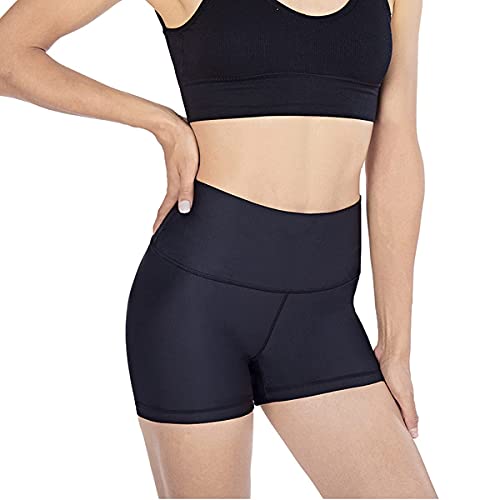 La Dearchuu Damen Sports Kurze Hose, High Waist Blickdicht Yoga Shorts Geraffte Booty Leggings Kurz Komfort Sporthose für Laufen Gym Fitness Sommer Kurz Shorts, Schwarz, Größe M von La Dearchuu