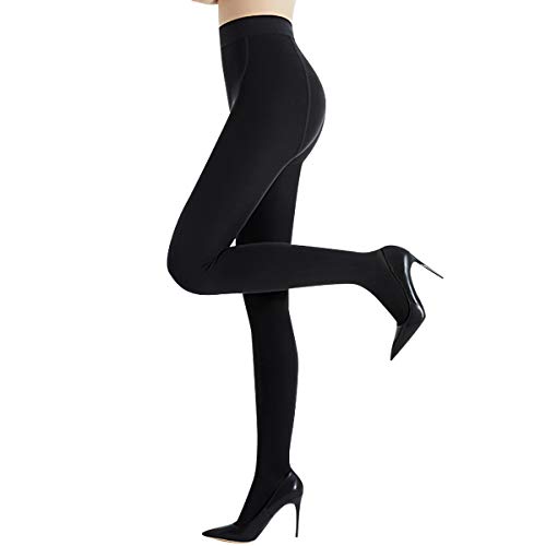 La Dearchuu Damen Thermo Gefütterte Strumpfhosen, Schwarz Winter Strumpfhose, Fleece Warme Leggings Thigh Waist Thermo Gefütterte Tights Leggins Dicke Feinsrumpfhose für Frauen Größen 38-42 von La Dearchuu