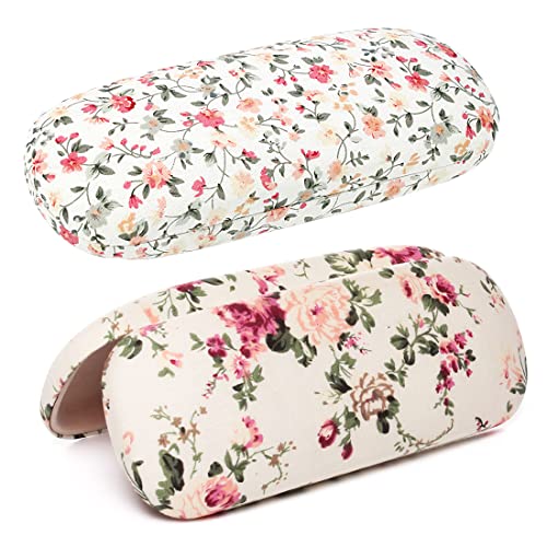 2-teiliges Brillenetui mit Blumenmuster, Hartschalen-Brillenetui, Stoff-Retro-Blumen-Brillenetuis, tragbare Schutzbrillenbox für Damen, Lesebrillen, kleine Sonnenbrillen 2-teiliges Brillenetui mit Blumenmuster, Hartschalen-Brillenetui, Stoff-Retro-Blumen-Brillenetuis, tragbare Schutzbrillenbox für Damen, Lesebrillen, kleine Sonnenbrillen von La Desire