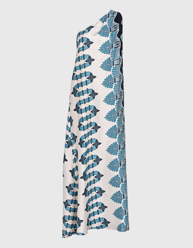 Silk Twill Scirocco Placee Roy Ivory Blue von La Double J