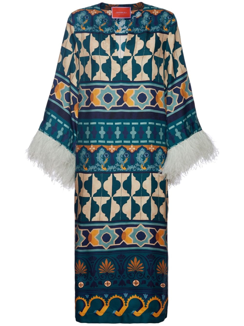 La DoubleJ The Kaftan Kaftankleid mit Federn - Blau von La DoubleJ