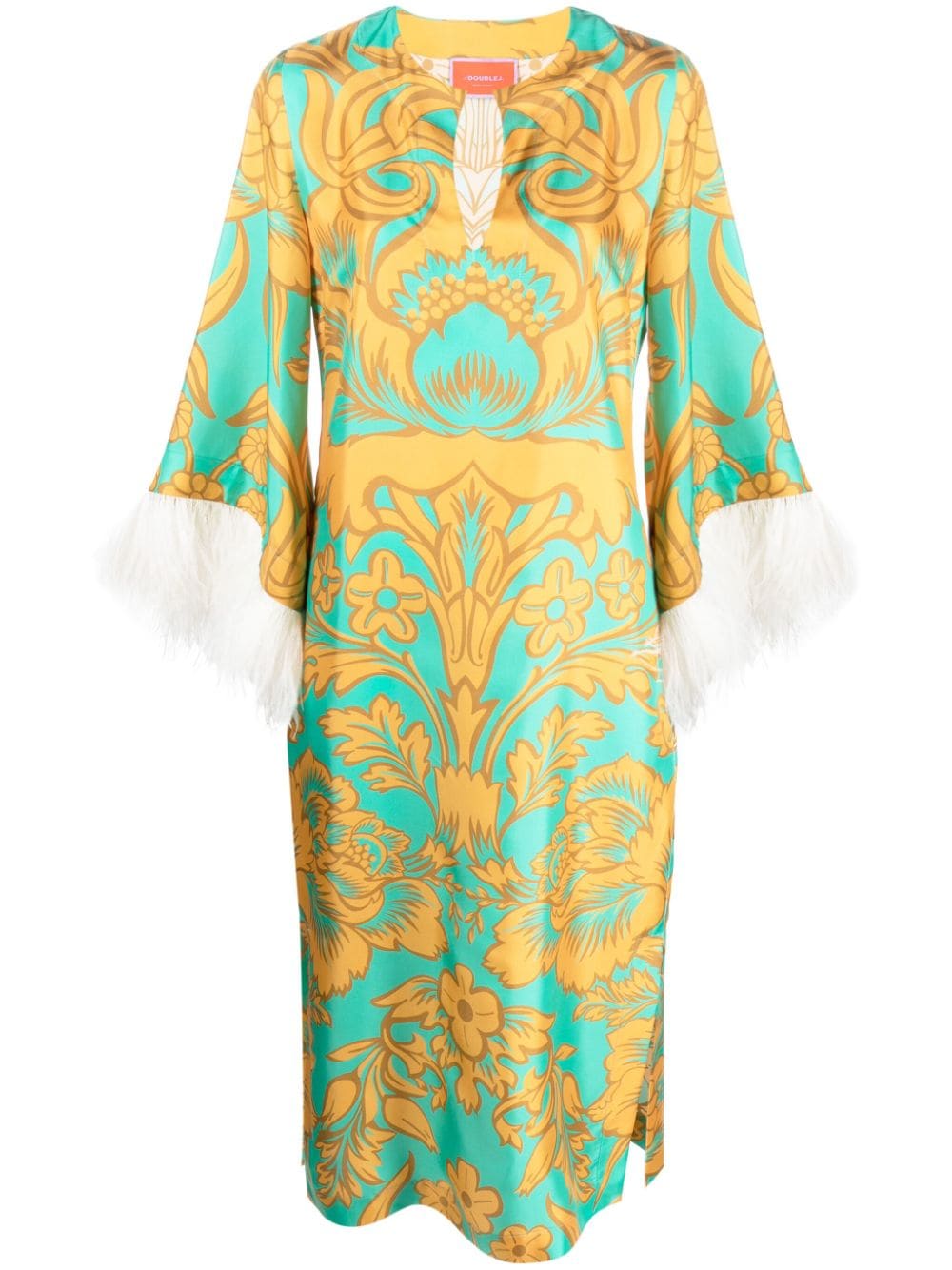 La DoubleJ Seidenkaftan mit Blumen-Print - Orange von La DoubleJ