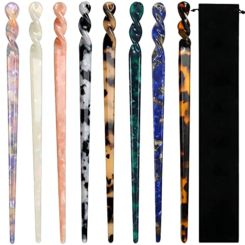 La Jolie Jasmin 8 Stück Acetat Haarnadeln Leopardenmuster Haarnadeln Schildpatt Haarnadel Vintage Haar Essstäbchen Retro Haarnadeln Scheibe Haarschmuck für Frauen Mädchen von La Jolie Jasmin