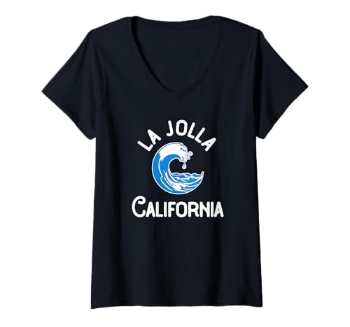 Damen La Jolla, Kalifornien T-Shirt mit V-Ausschnitt Damen La Jolla, Kalifornien T-Shirt mit V-Ausschnitt von La Jolla CA Apparel Co