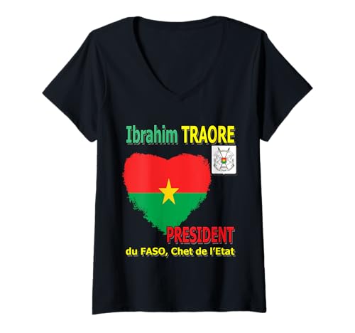 Damen ICH LIEBE Ibrahim TRAORE, Burkina Faso T-Shirt mit V-Ausschnitt Damen ICH LIEBE Ibrahim TRAORE, Burkina Faso T-Shirt mit V-Ausschnitt von La Kode