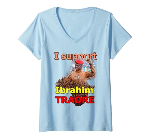 Damen Ich unterstütze Ibrahim TRAORE T-Shirt mit V-Ausschnitt Damen Ich unterstütze Ibrahim TRAORE T-Shirt mit V-Ausschnitt von La Kode