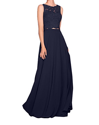 La_Marie Braut 2020 Neu Spitze Jugendweihe Kleider Abendkleider Fesltichkleider Lang Ballkleider Spitze Zwei-teilig Damen Kleider-34 Navy Blau von La_Marie Braut